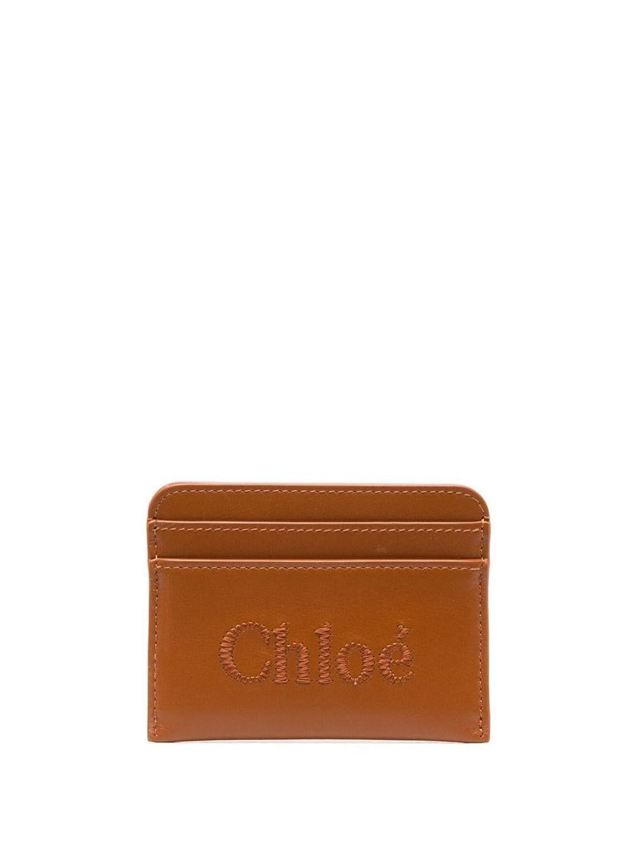 Chloé Sense Leather Card Holder In Brown