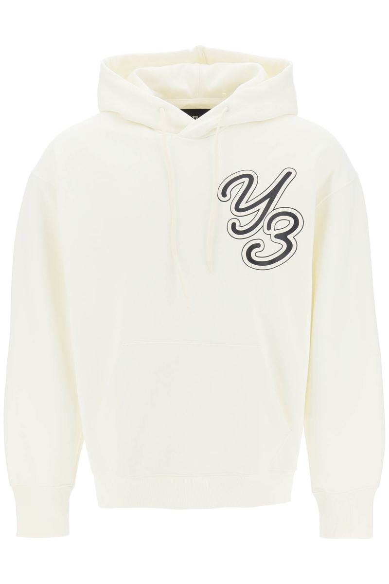Shop Y-3 Hoodie With Logo Print In Bianco