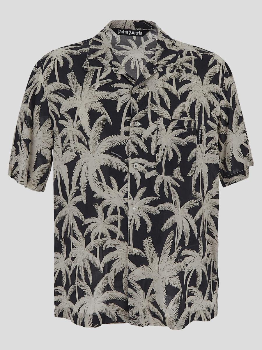 Shop Palm Angels Shirts In Blackoffwhite