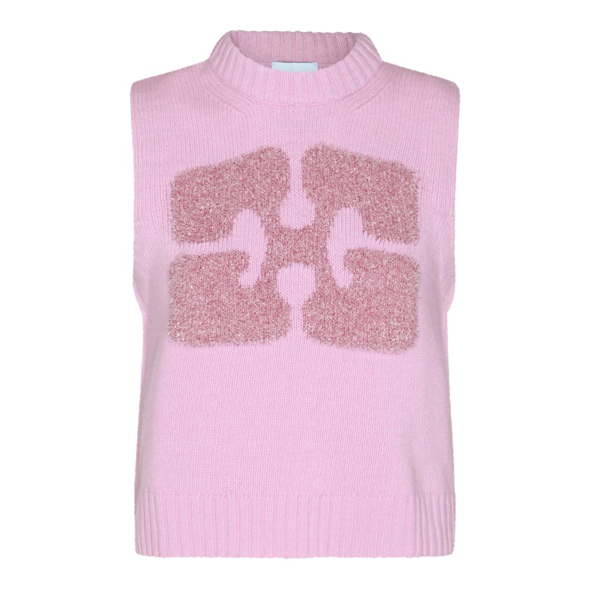 Shop Ganni Pink Wool Knitwear
