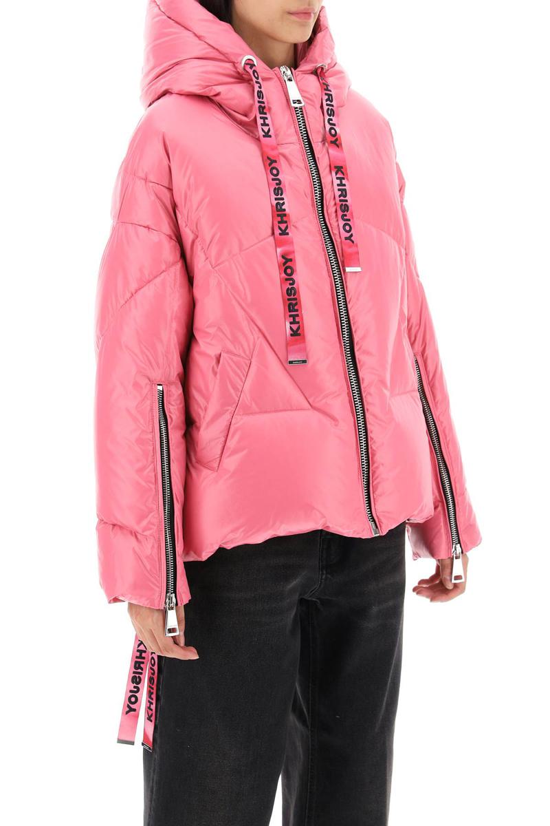 Shop Khrisjoy Khris Iconic Shiny Puffer Jacket In Rosa