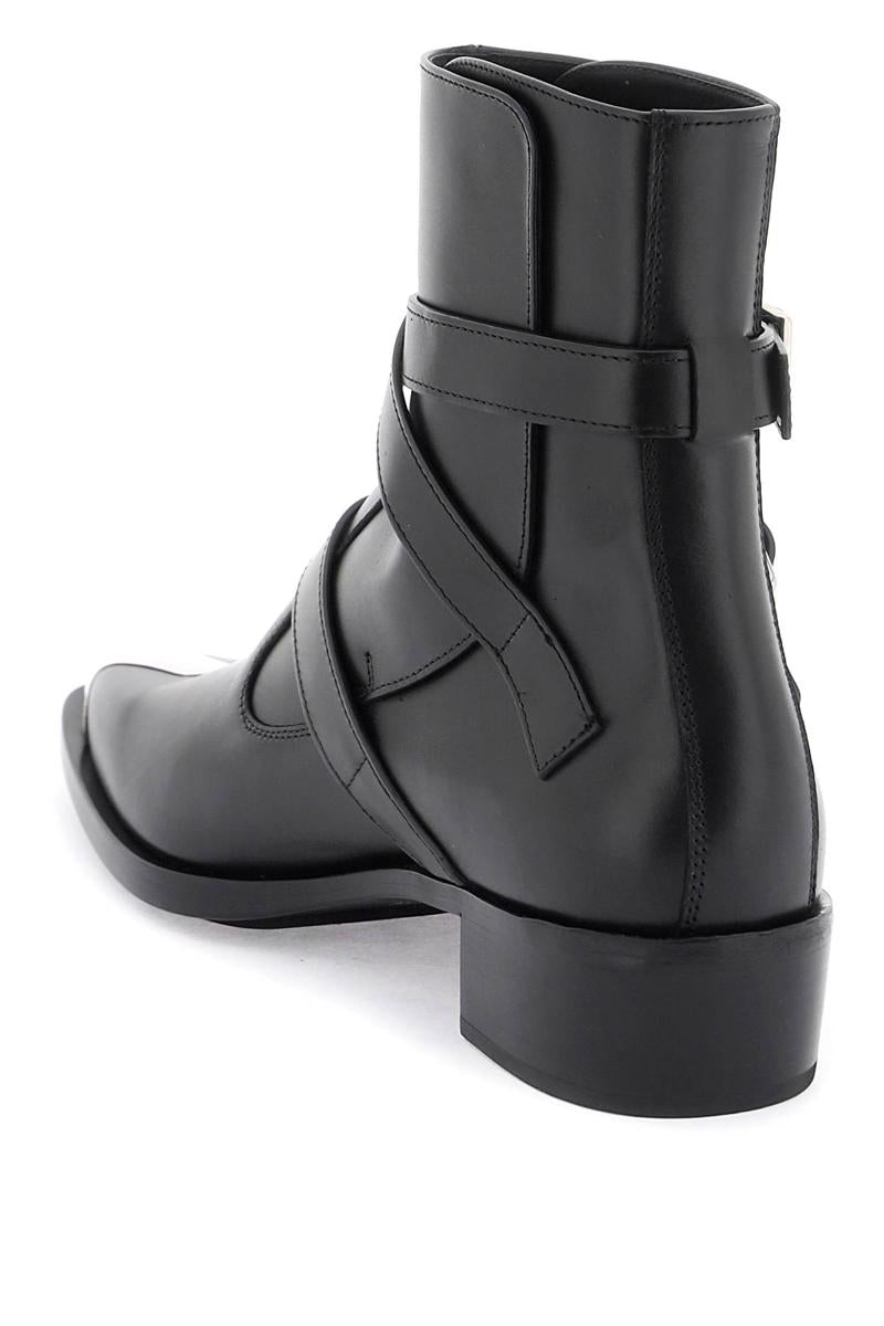 Shop Alexander Mcqueen 'punk' Boots With Three Buckles In Nero