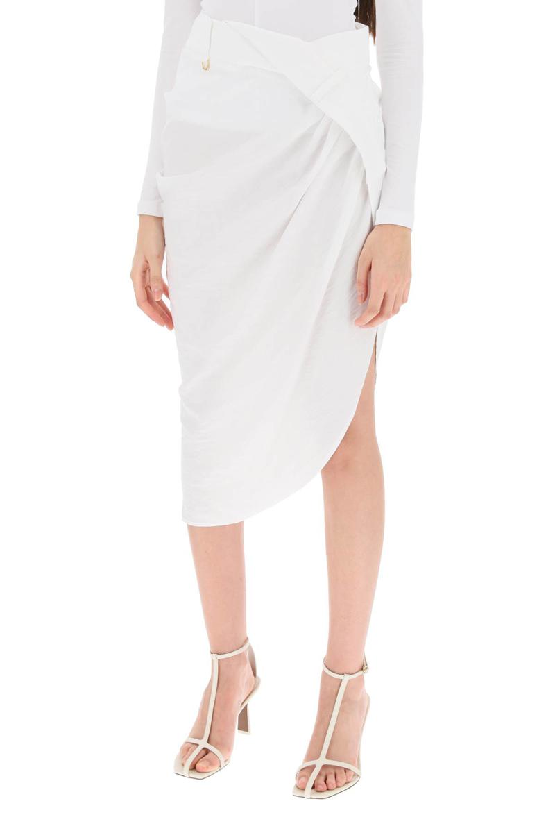 Shop Jacquemus La Jupe Saudade Asymmetric Skirt In Bianco