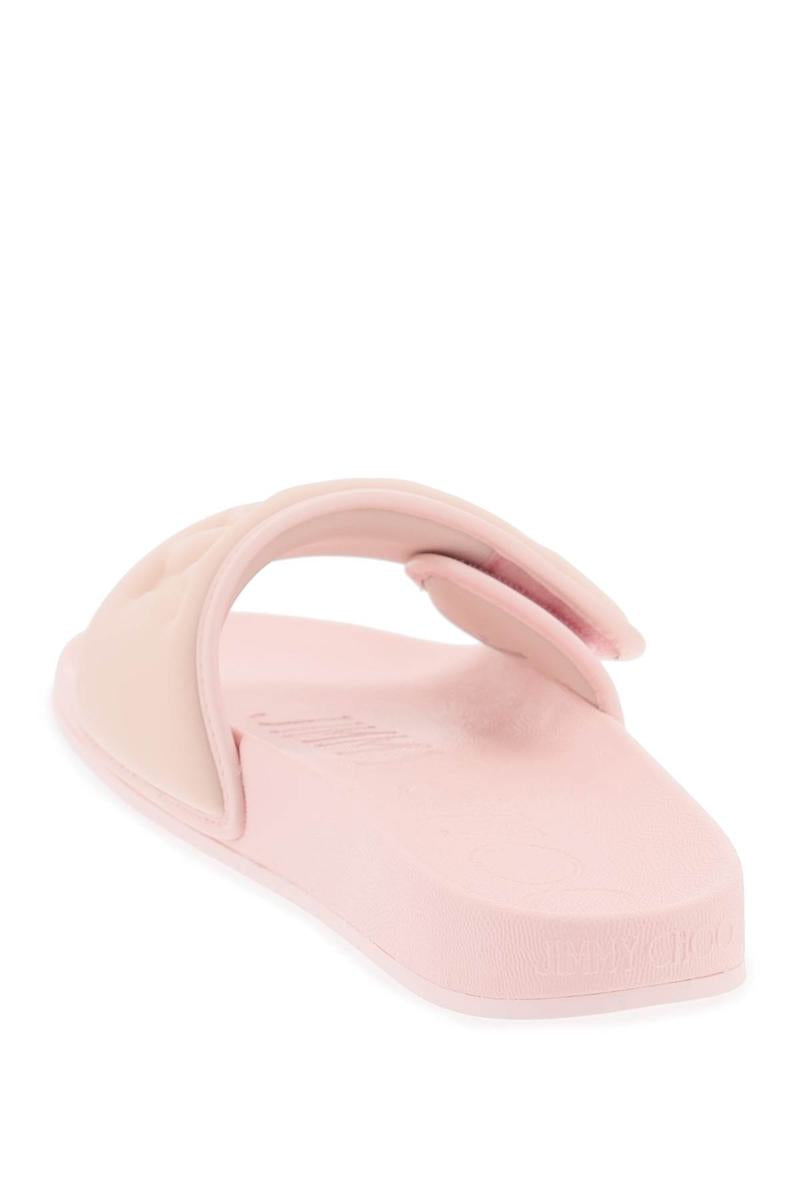 Shop Jimmy Choo Fitz Slides With Lycra Logoed Bang In Rosa