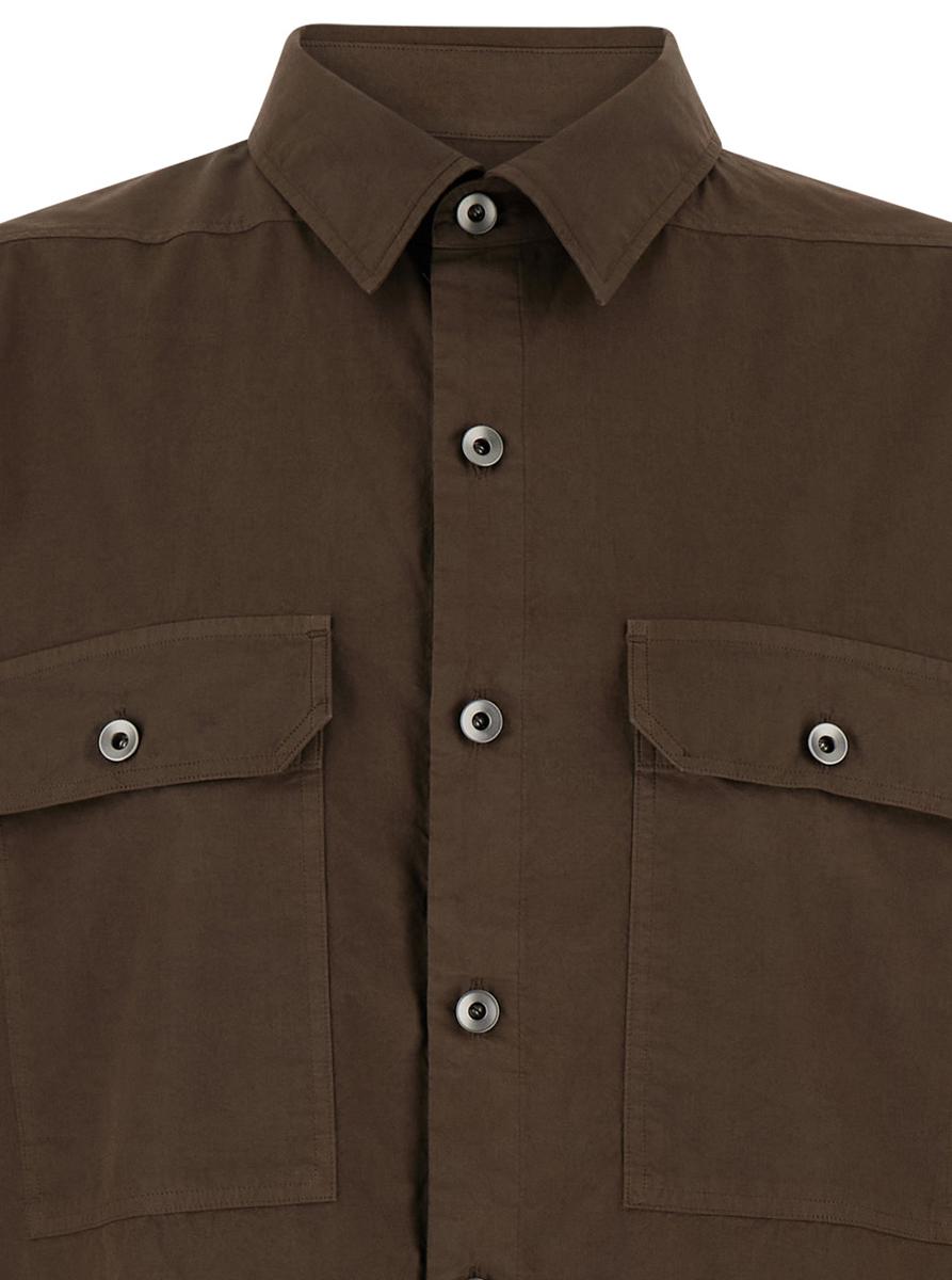 Shop Rick Owens Drkshdw Brown Shirt With Oversize Band And Buttons In Cotton Man In Beige