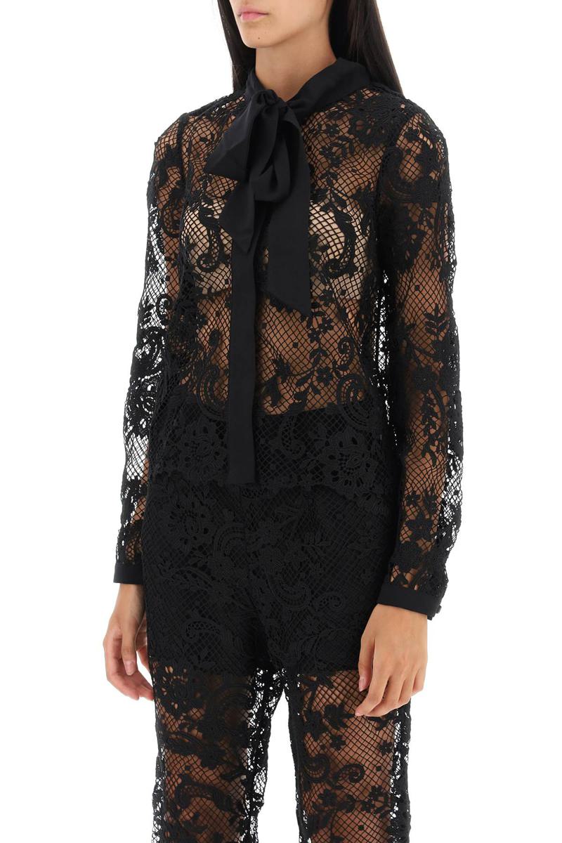 Shop Self-portrait Floral Lace Shirt In Nero