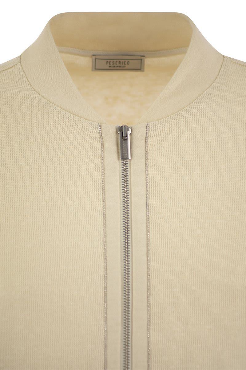 Shop Peserico Cotton And Linen Zipped Sweatshirt In Cream