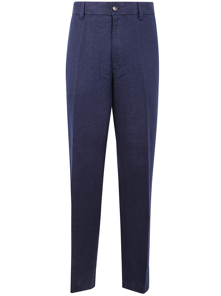 Michael Kors Linen Straight Chino Pants Clothing In Blue