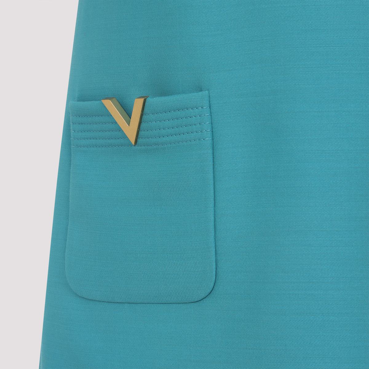 Valentino V-logo Pocket Short-sleeve Crepe Mini Dress
