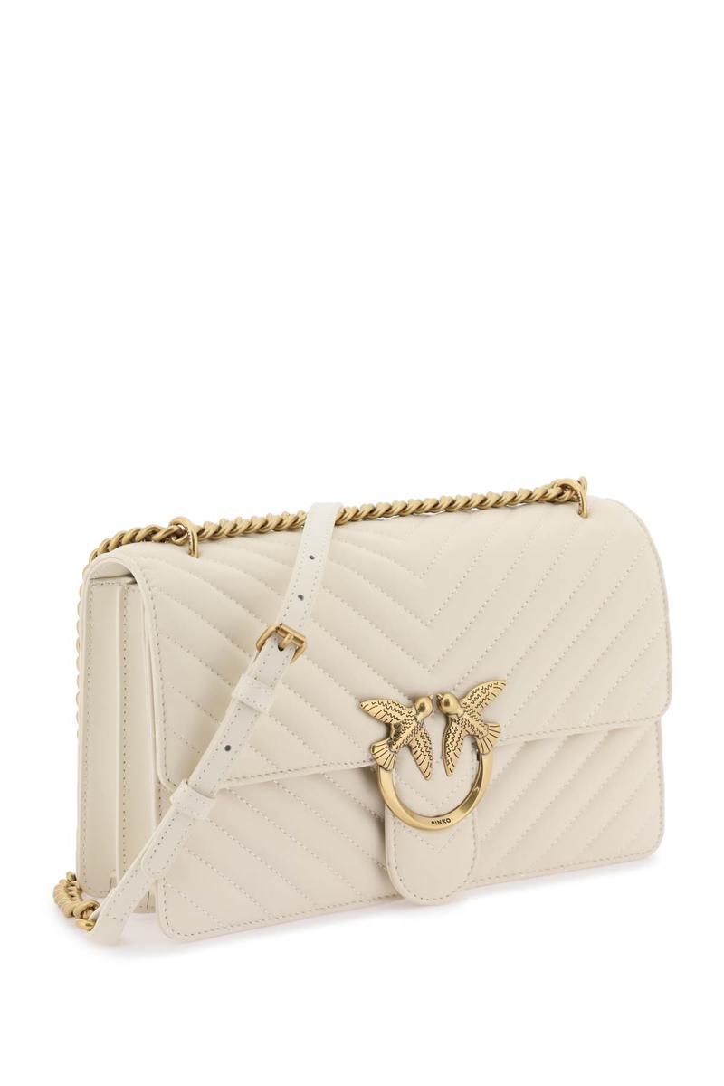 Shop Pinko Chevron Quilted Classic Love Bag One In Bianco