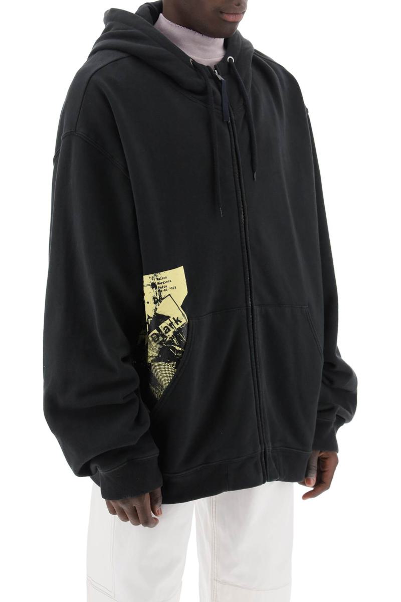 Shop Maison Margiela "maxi Zip-up Sweatshirt With In Nero