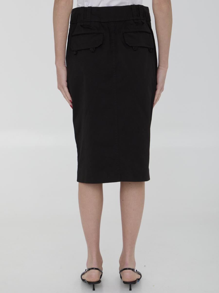 Shop Saint Laurent Cotton Pencil Skirt In Black