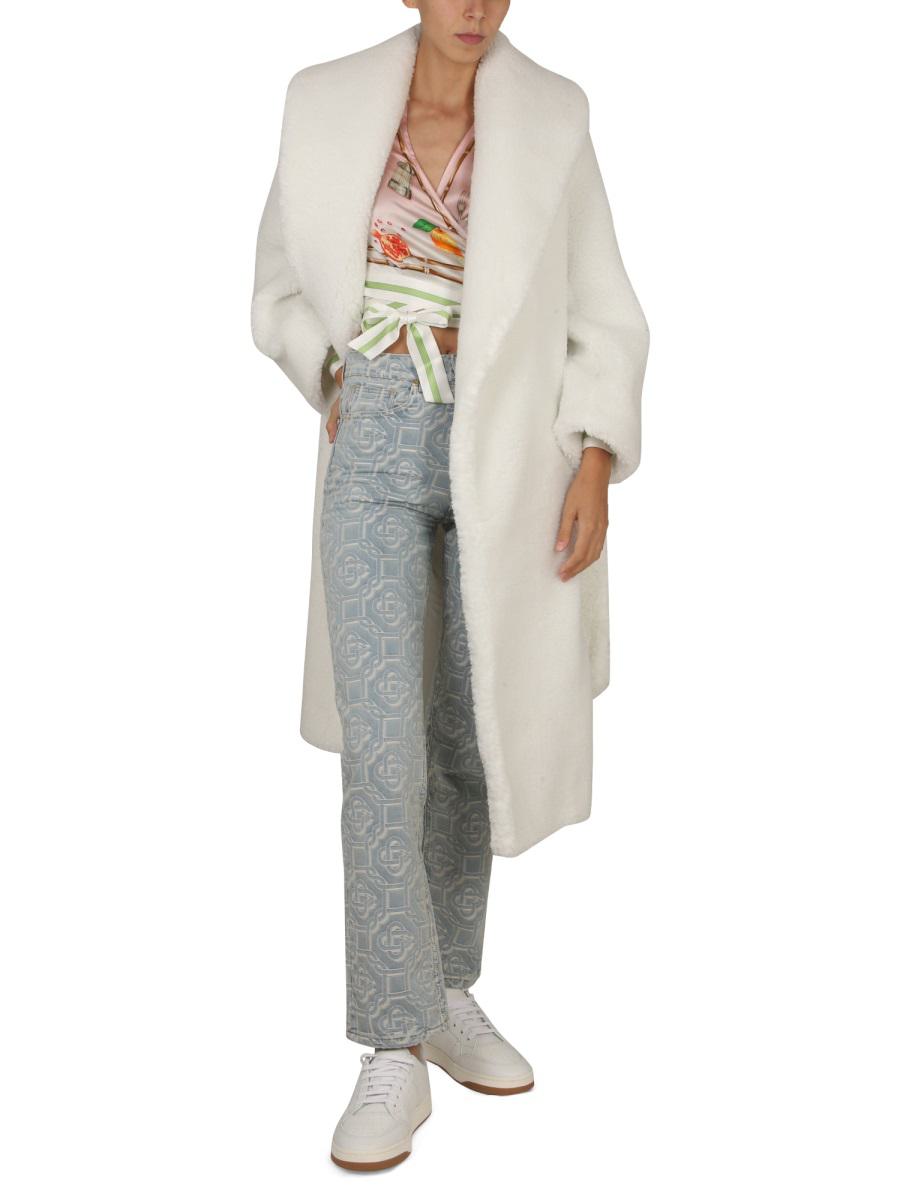 Shop Casablanca Shearling Coat In White