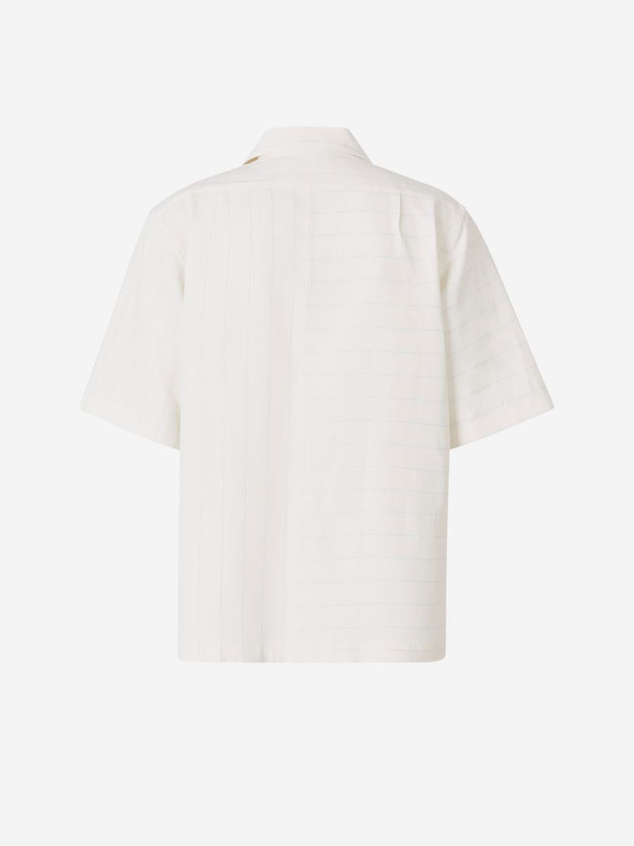 Wales Bonner White Bowling Shirt In A Linen Blend Men In White