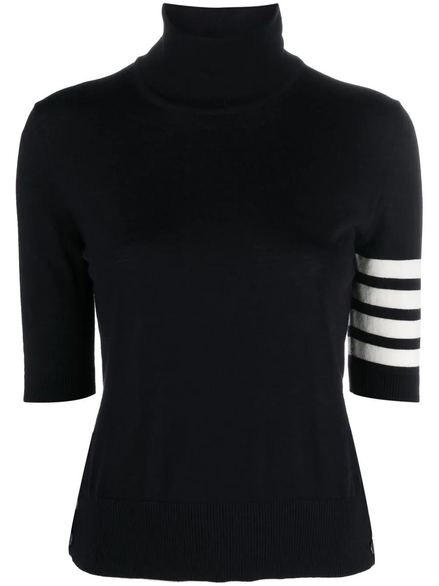 Thom Browne Fine Merino Wool Short-sleeve Turtleneck Sweater