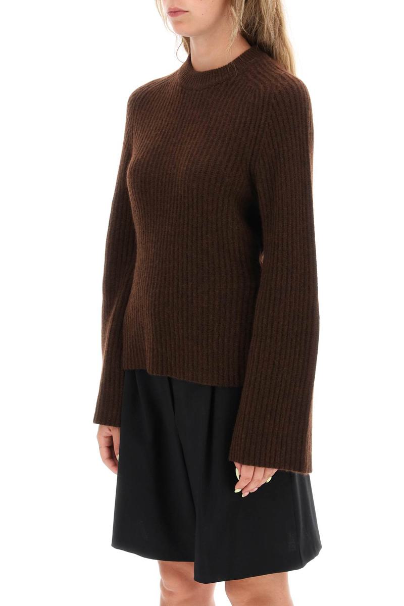 Shop Loulou Studio 'kota' Cashmere Sweater With Bell Sleeves In Marrone