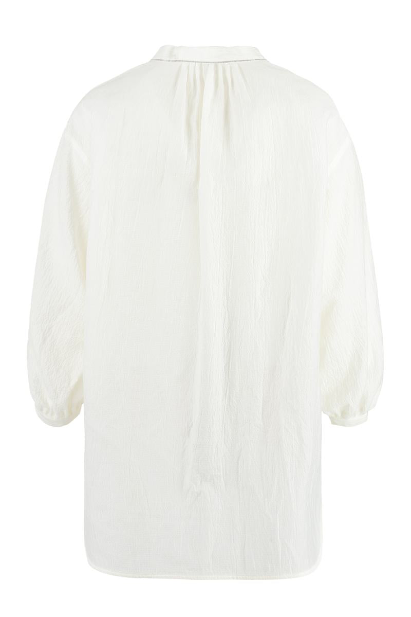 Shop Peserico Silk-cotton Blend Shirt In White