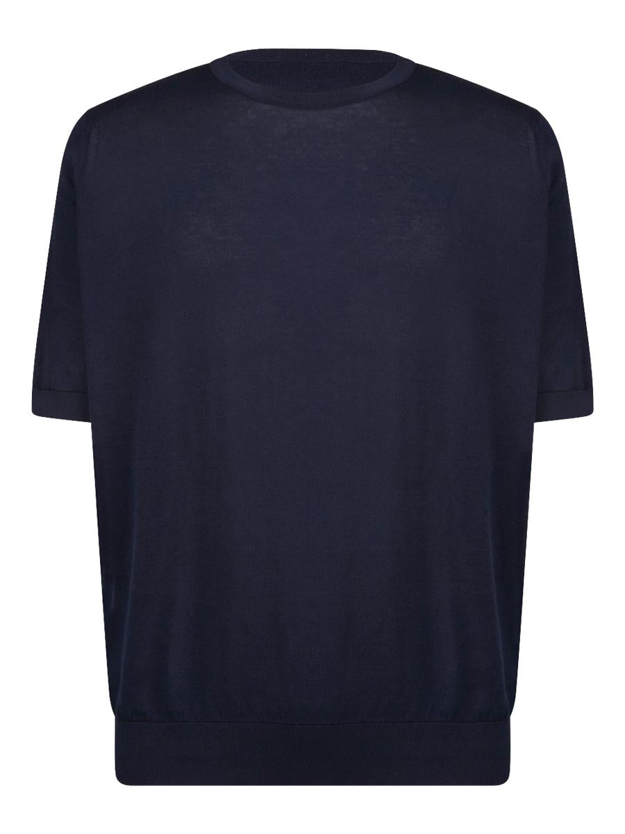 Shop John Smedley Cotton Crew Neck Sweater Clothing In Blue
