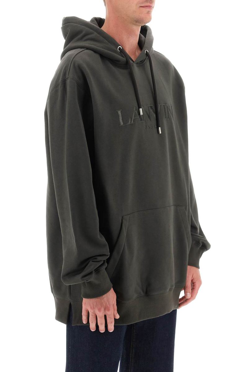 Shop Lanvin Hoodie With Curb Embroidery In Verde