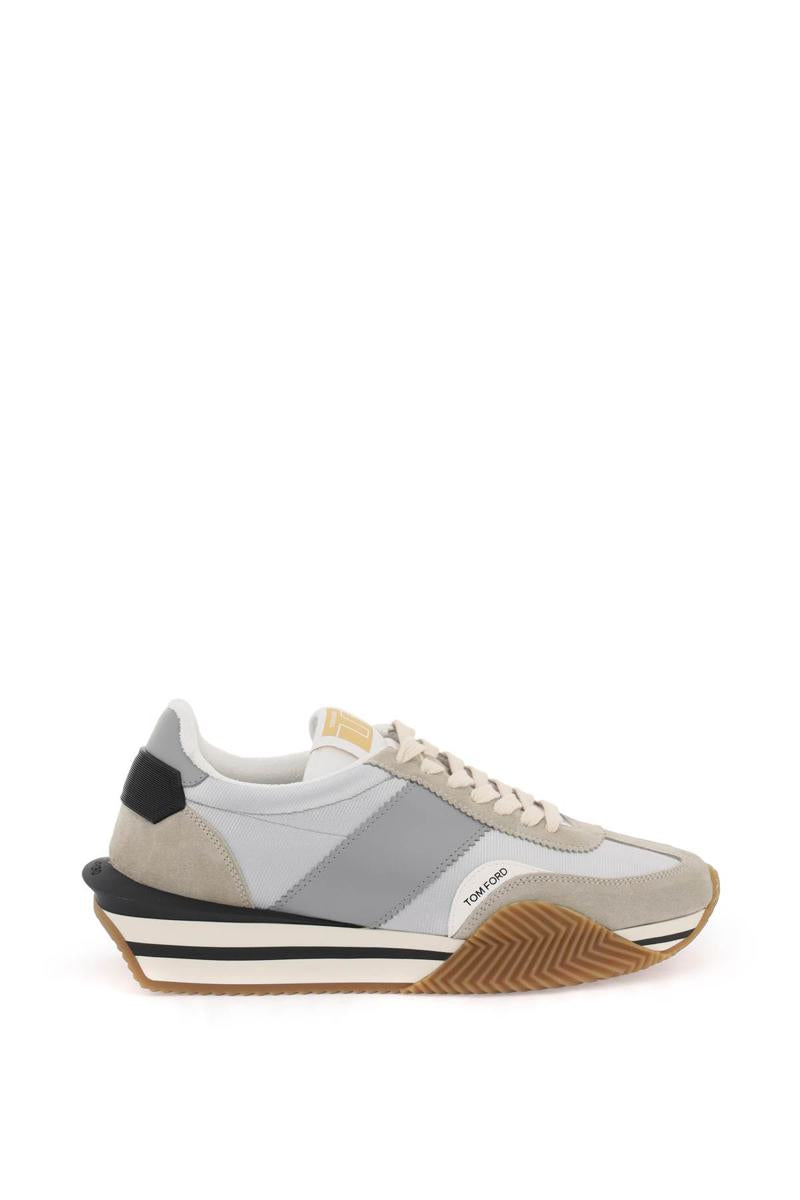 Shop Tom Ford James Sneakers In Lycra And Suede Leather In Beige