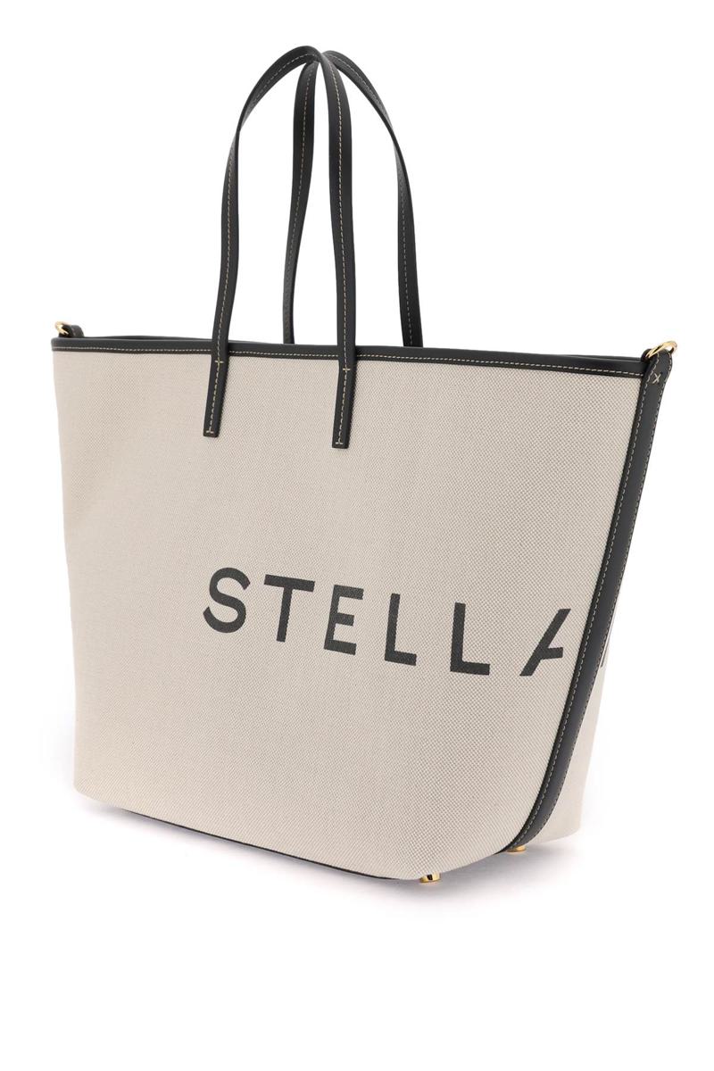 Shop Stella Mccartney Organic Cotton Canvas Tote Bag In Beige