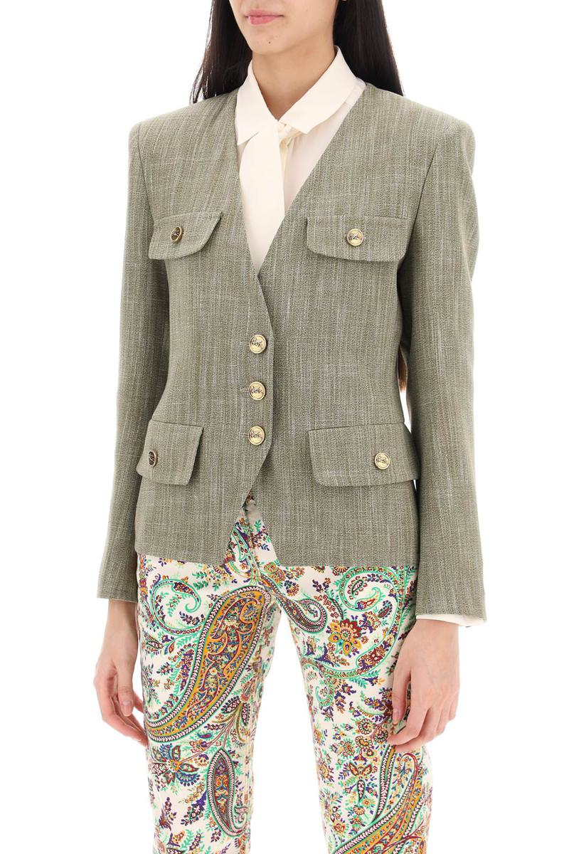 Shop Etro Fitted Jacket With Padded Shoulders In Verde