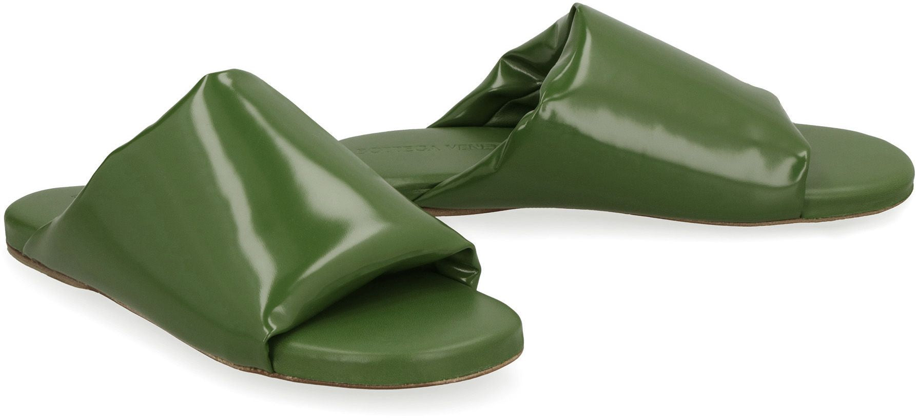 Shop Bottega Veneta Cushion Flat Sandals In Green