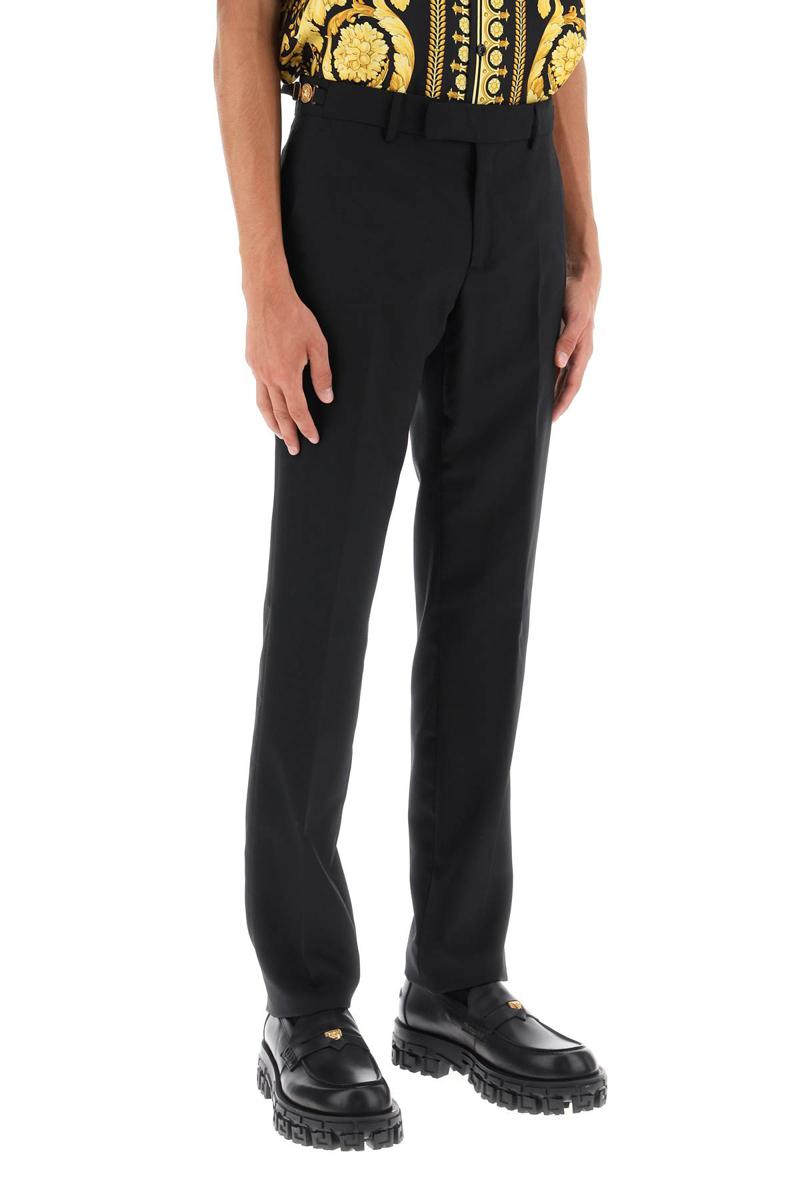 Shop Versace Tailored Pants With Medusa Details In Nero