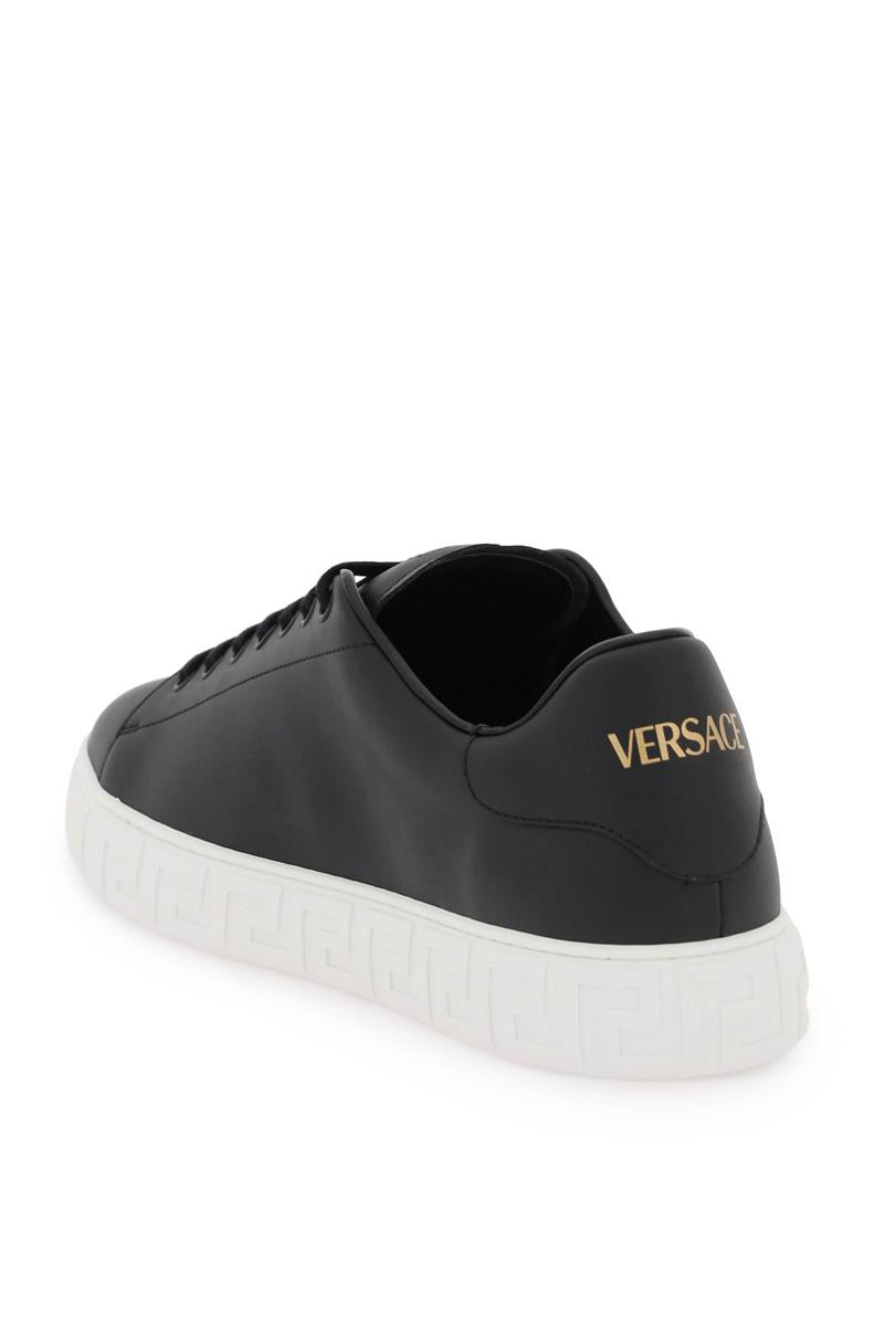 Shop Versace Greca Sneakers In Nero