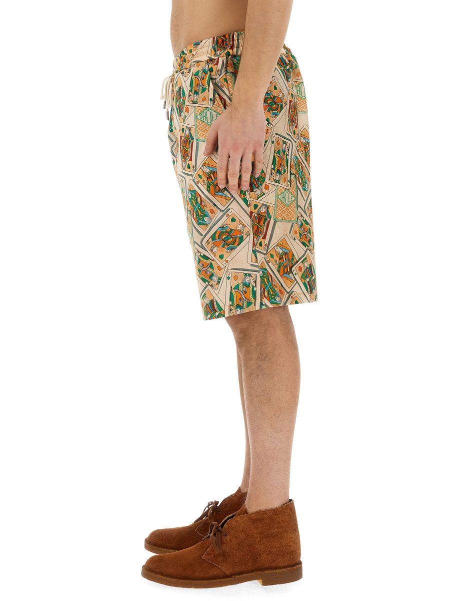 Shop Drôle De Monsieur Bermuda Shorts With Print In Multicolour