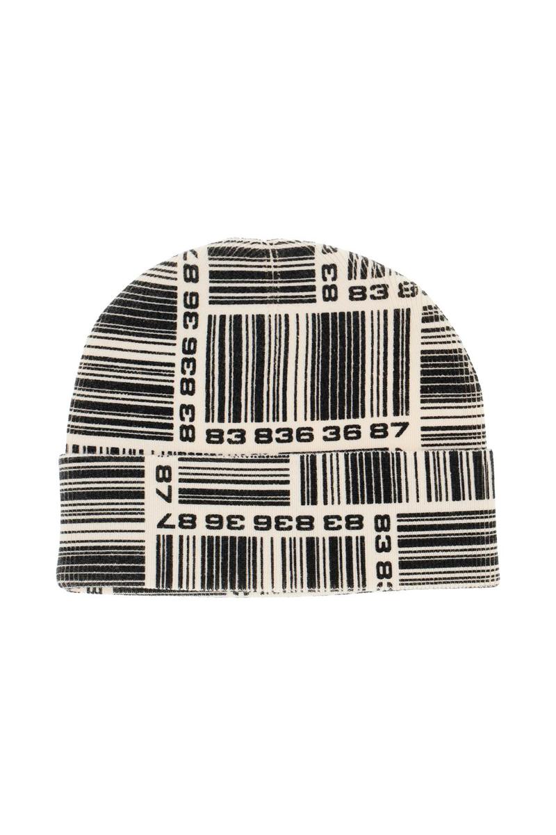 Shop Vtmnts Barcode Monogram Beanie Hat In Nero