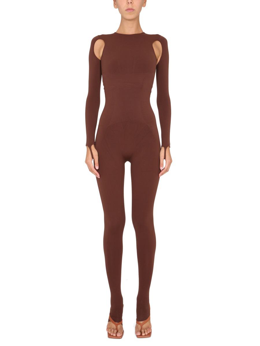 Shop Andreädamo Andreādamo Full Jumpsuit With Cut-out Details In Brown