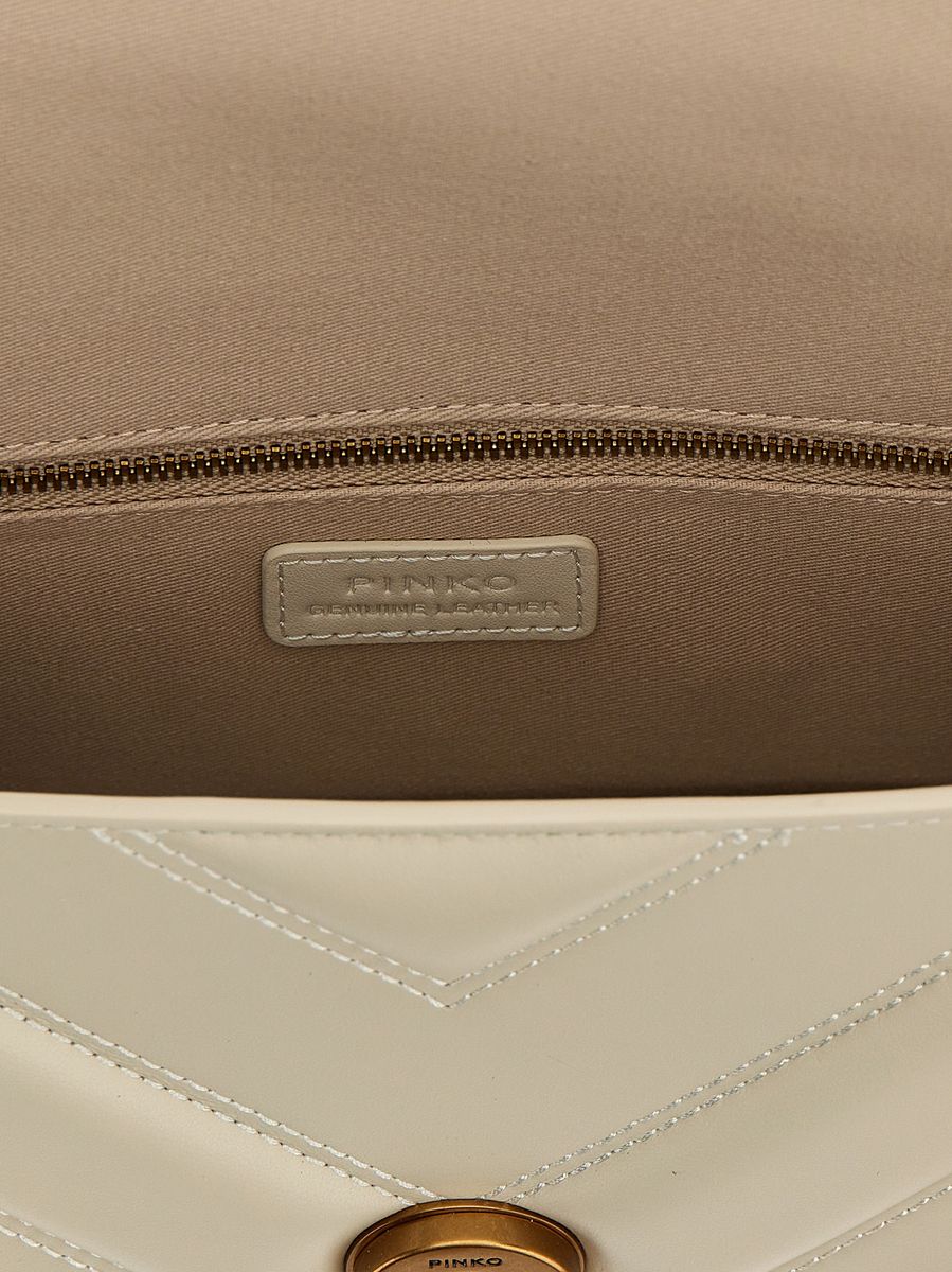 Pinko White Leather Shoulder Bag In White