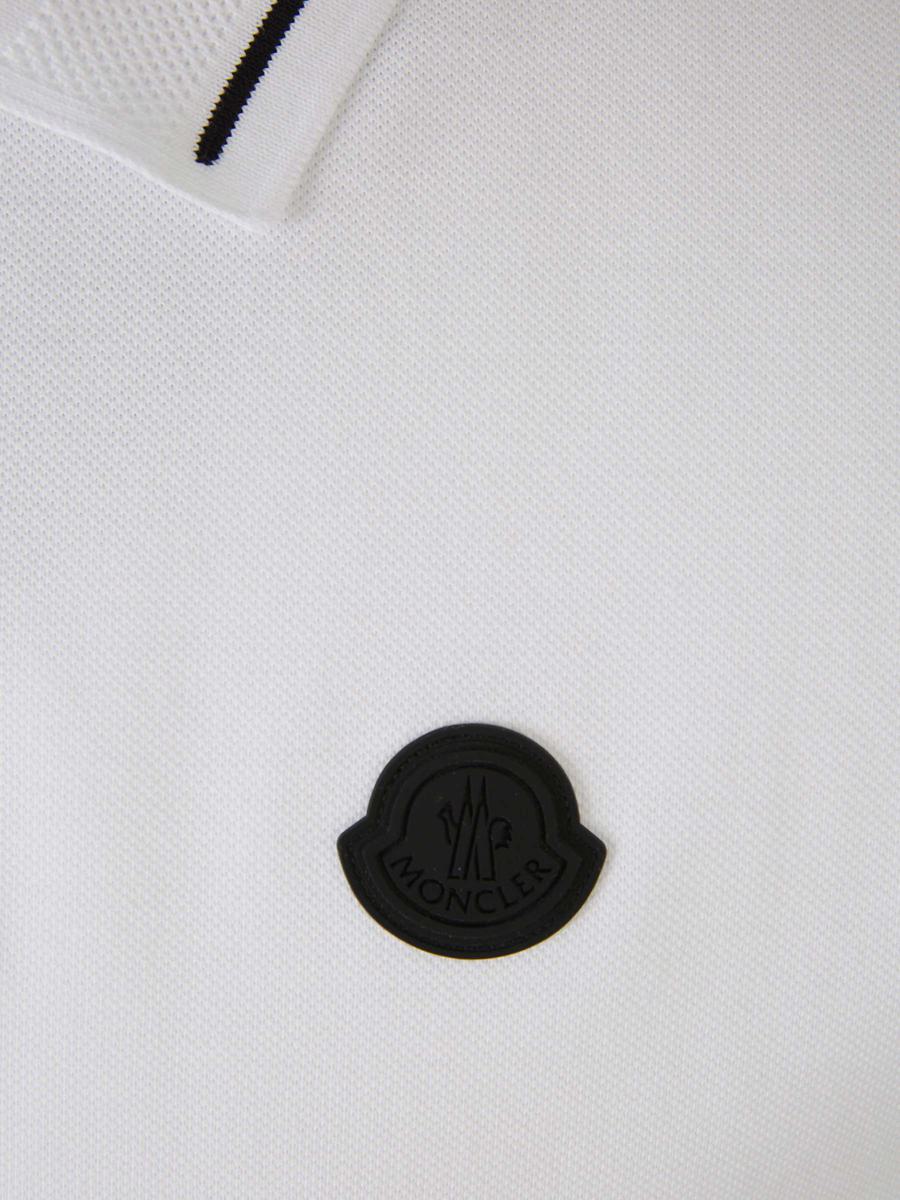 Shop Moncler Logo Pique Polo In White
