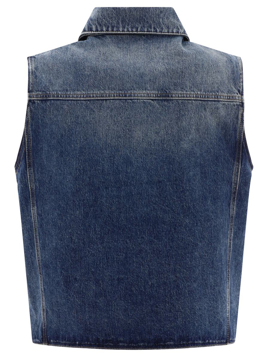 Shop Givenchy Denim Vest Jacket In Blue