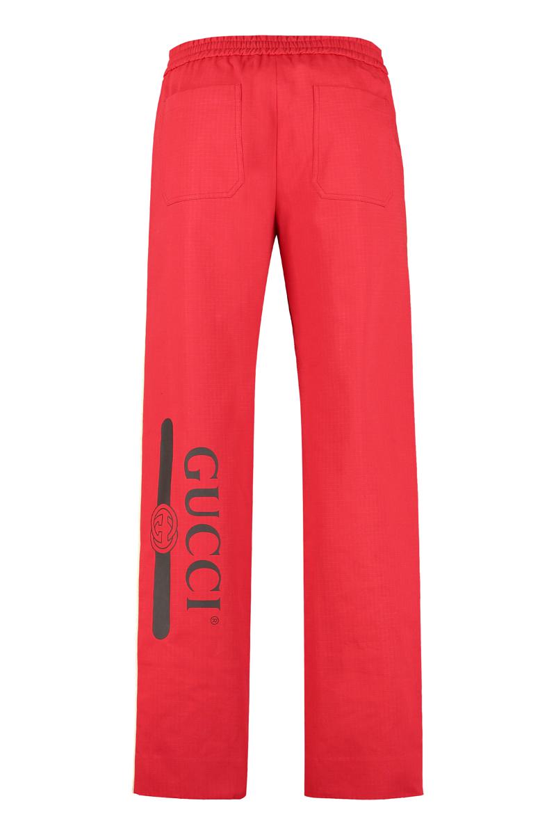 Shop Gucci Cotton Blend Trousers In Red