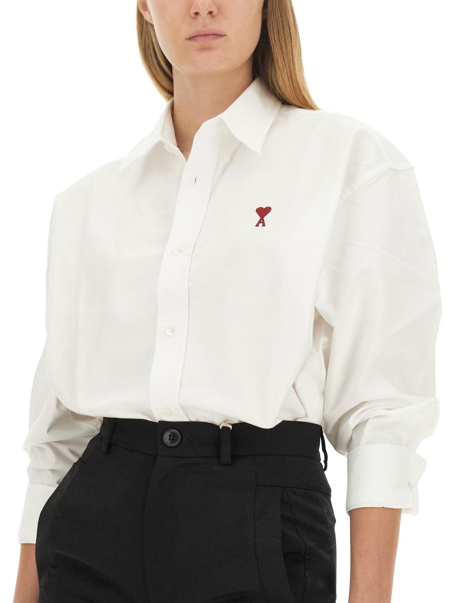Shop Ami Alexandre Mattiussi Ami Paris Shirt With Logo Unisex In White
