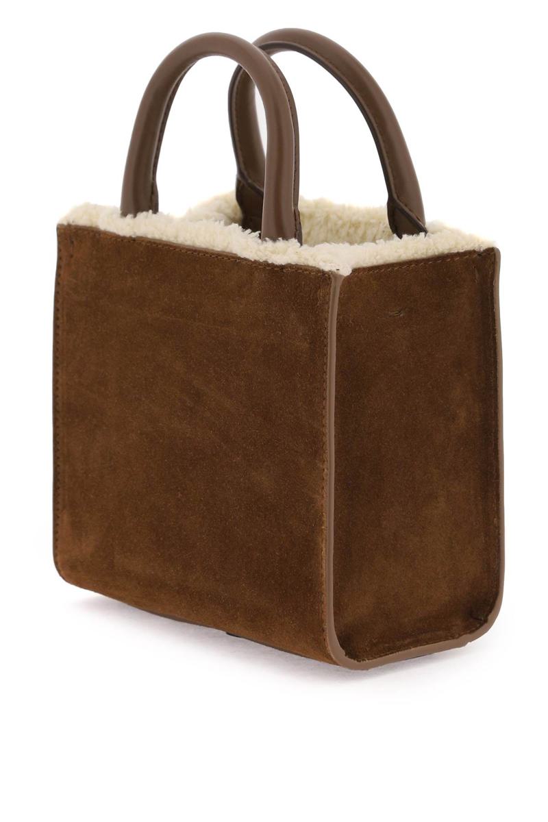 Shop Dolce & Gabbana Dg Daily Mini Suede And Shearling Tote Bag In Beige
