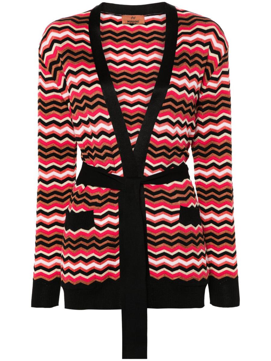 Shop Missoni Zigzag Pattern Cardigan In Multicolour