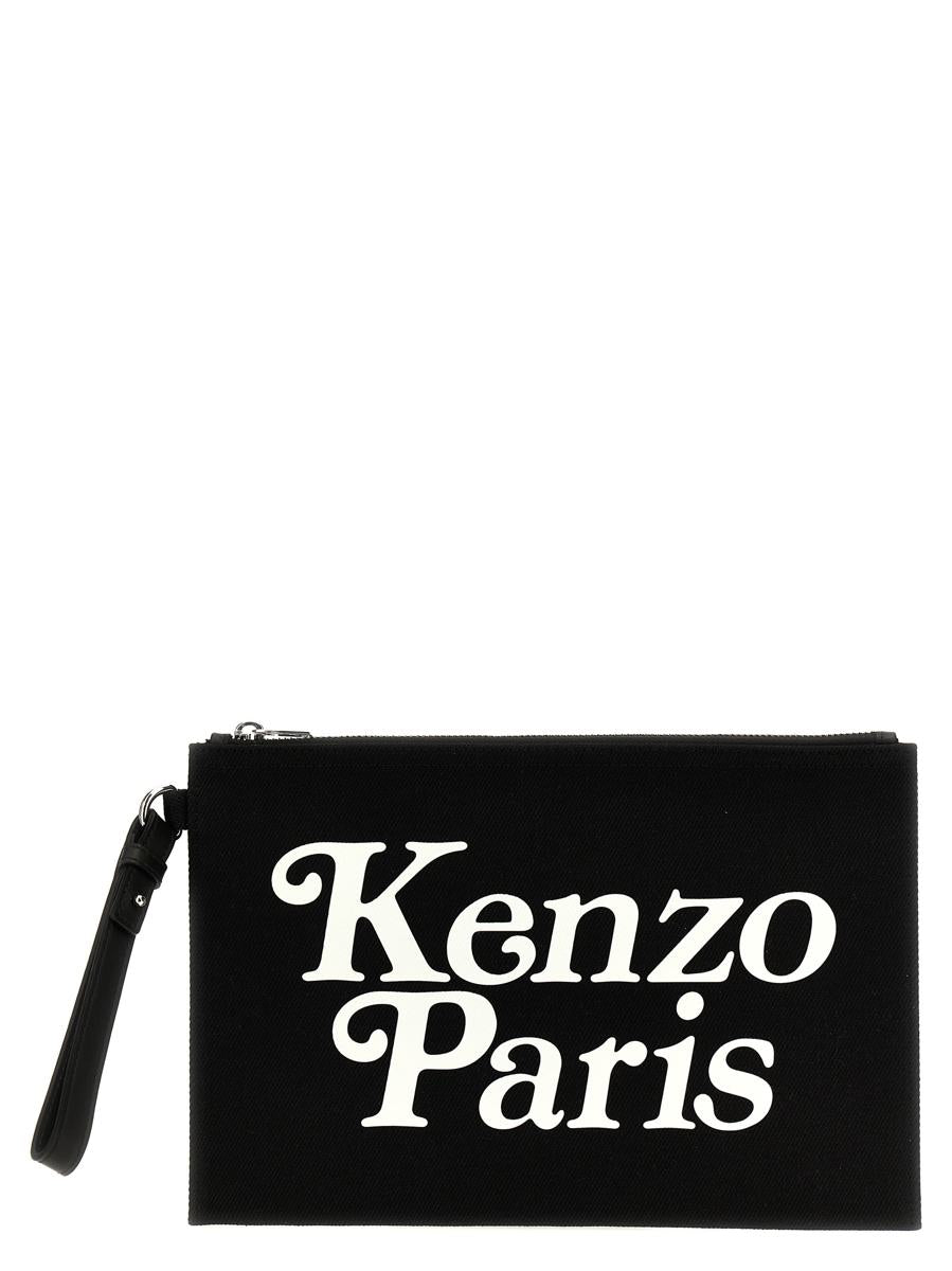 Shop Kenzo ' Utility' Large Clutch Bag In White/black