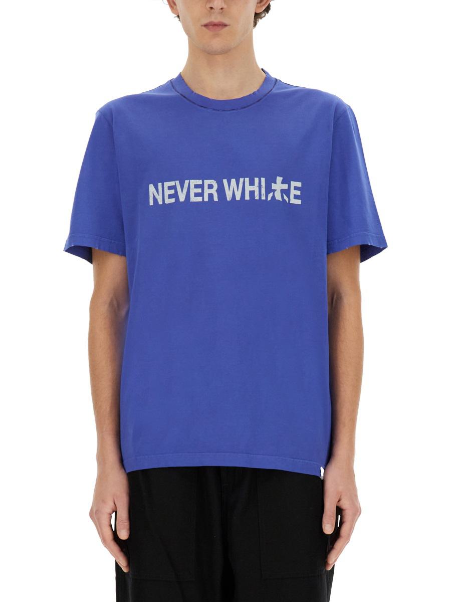 Shop Premiata "never White" T-shirt In Blue