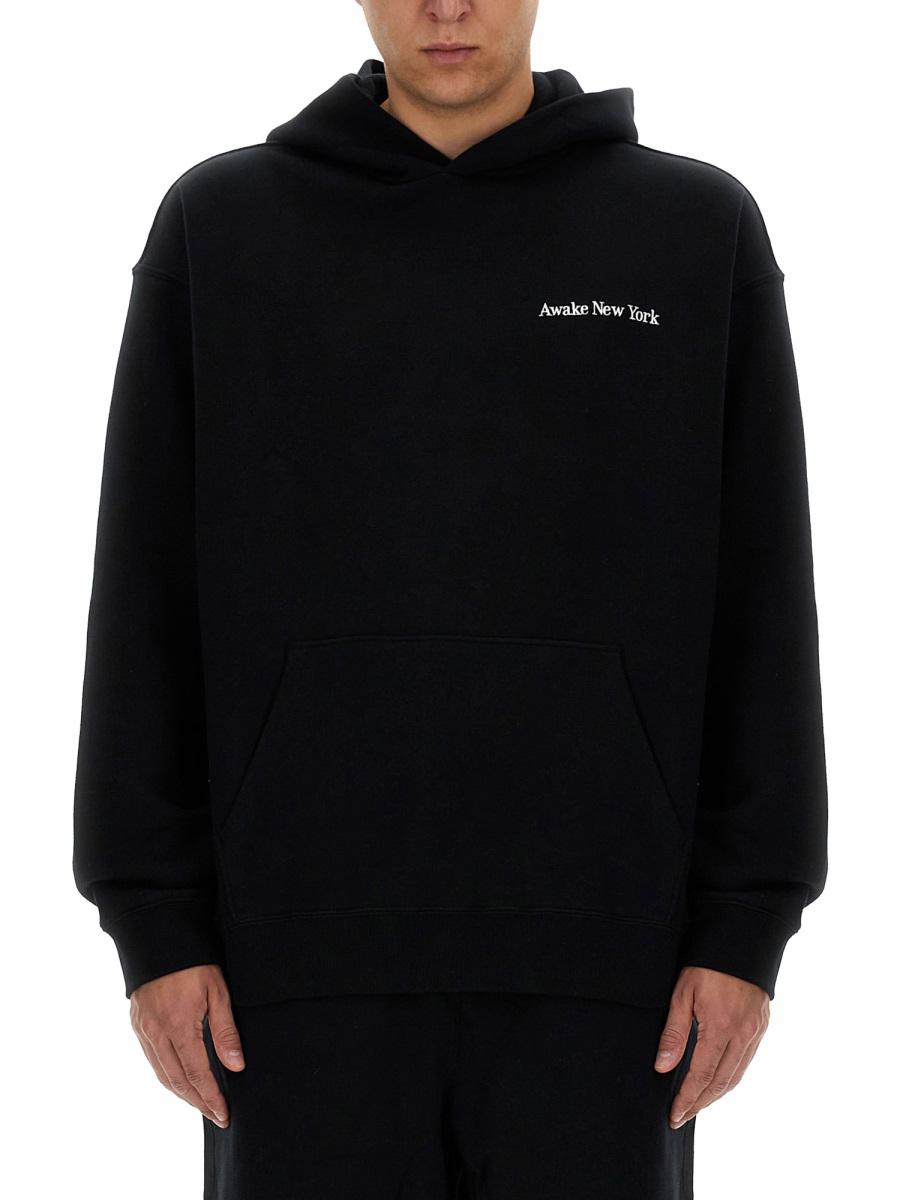 Awake Ny "serif" Sweatshirt In Black