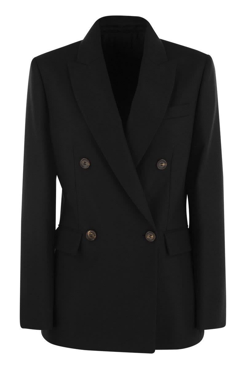 Shop Brunello Cucinelli Wool And Cashmere Jacket With Necklace In Black