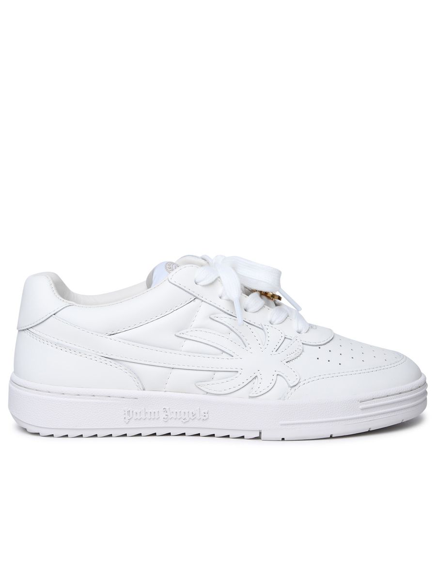 Shop Palm Angels 'palm Beach University' White Leather Sneakers