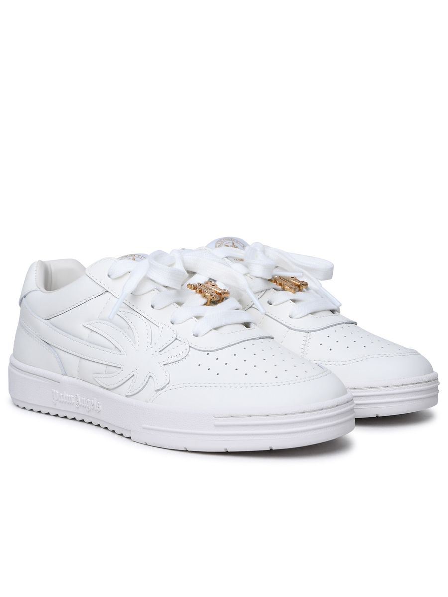 Shop Palm Angels 'palm Beach University' White Leather Sneakers