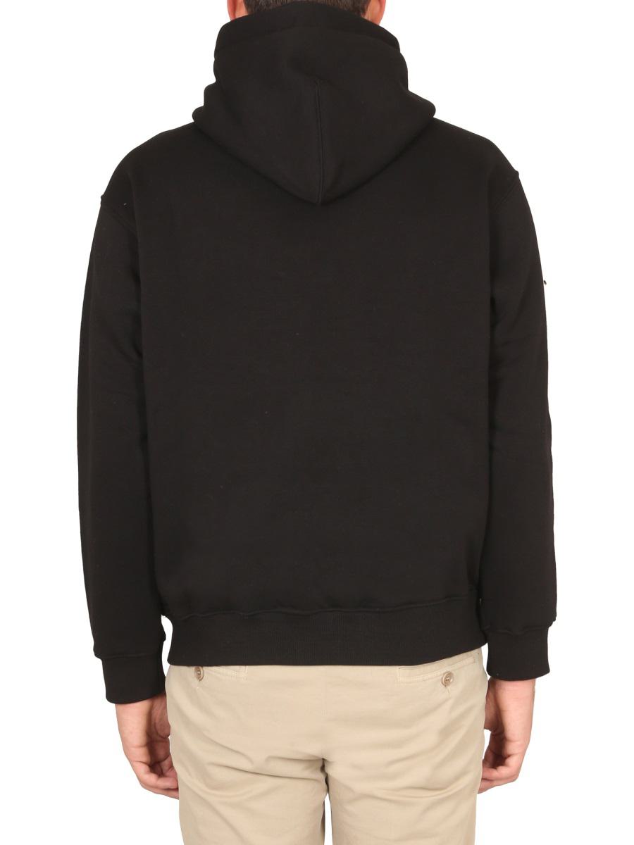 Shop Aspesi Sweatshirt With Logo And Hood In Black