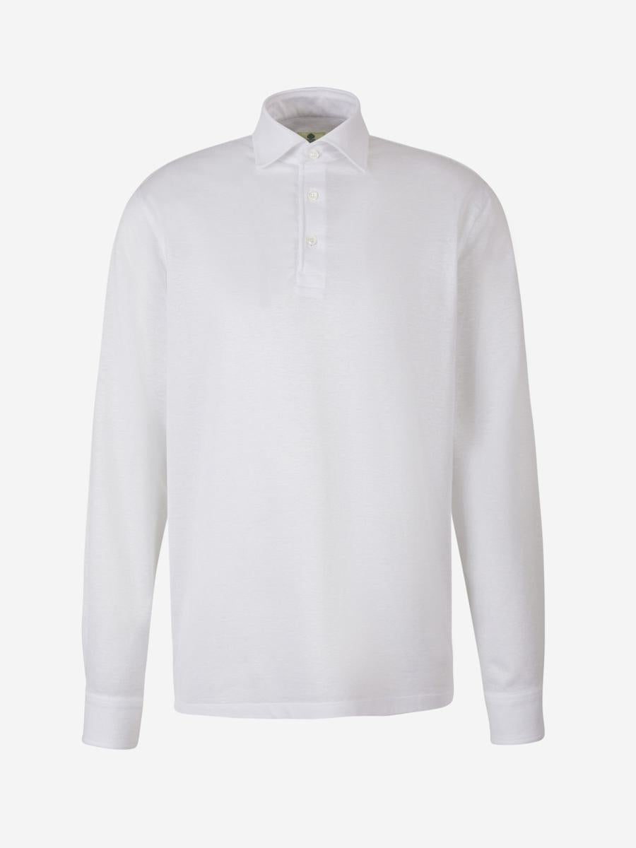 Shop Luigi Borrelli Cotton And Linen Polo In White