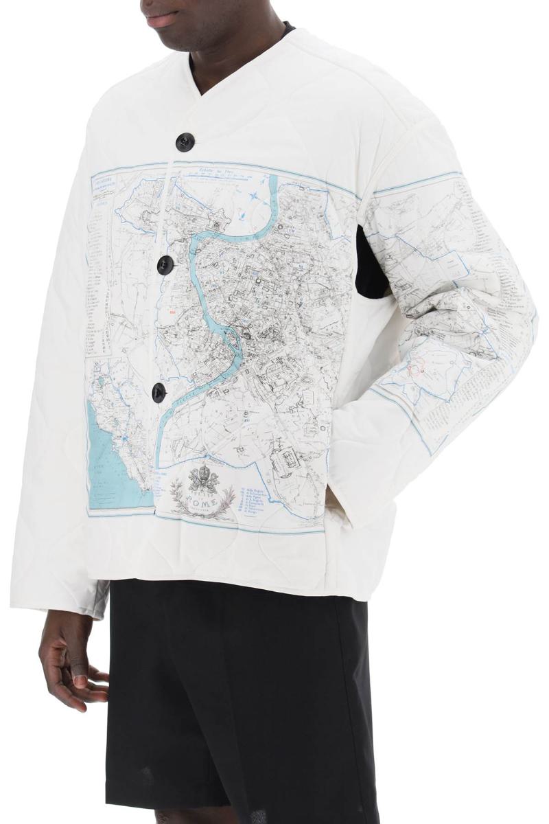 Shop Oamc Combat Liner Printed Quilted Jacket In Bianco