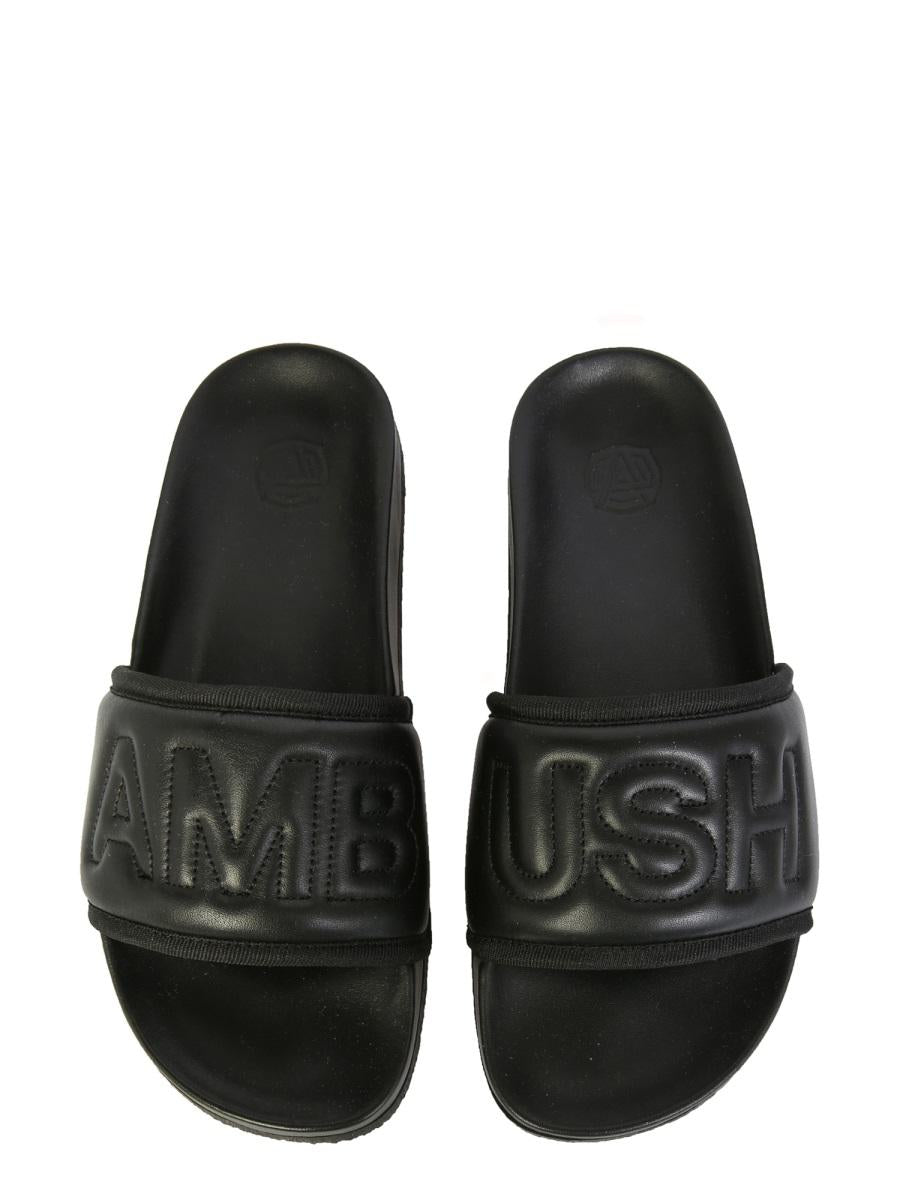 Shop Ambush Leather Slide Sandals In Black