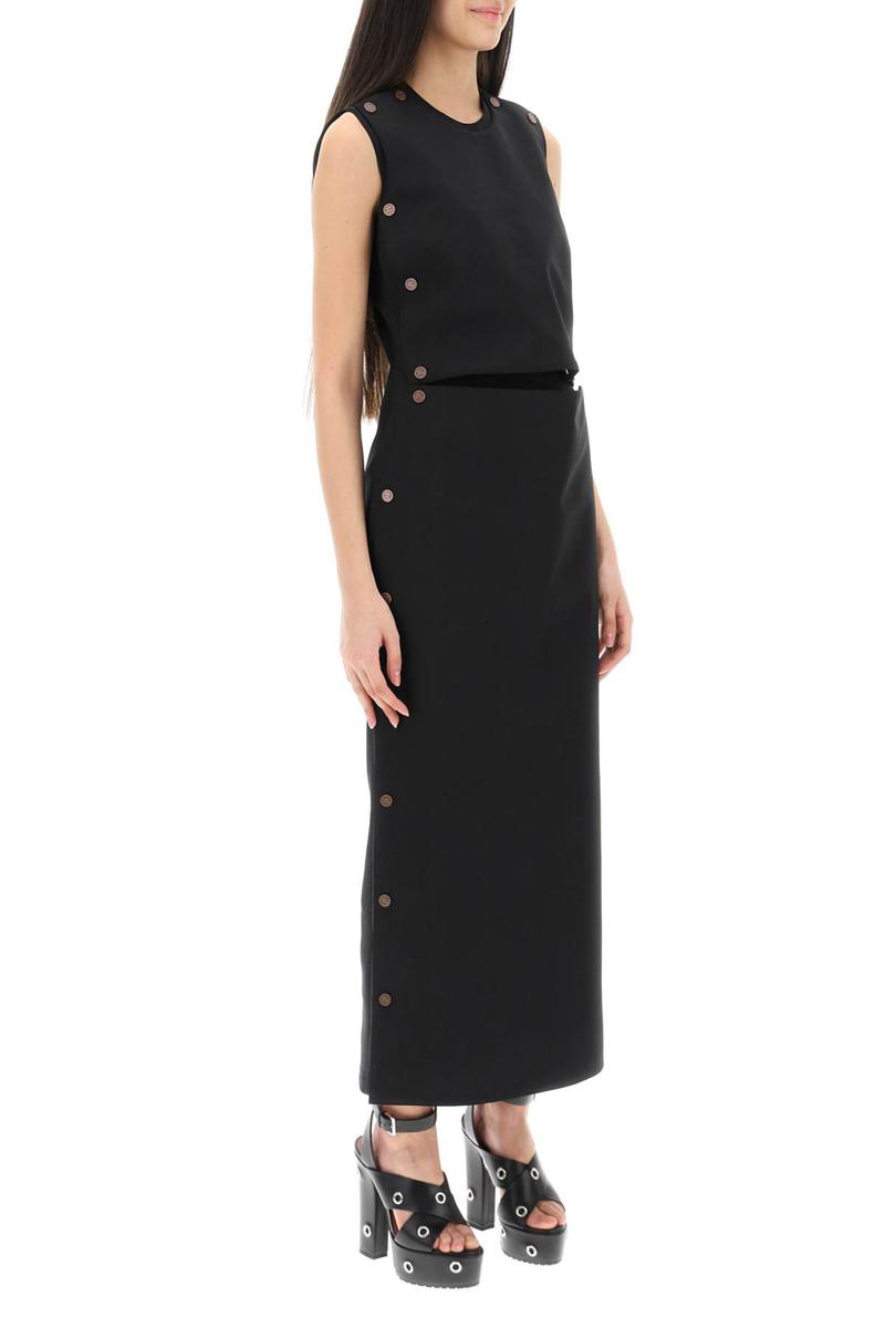 Shop Y/project Dual Material Maxi Dress With Snap Panels In Nero